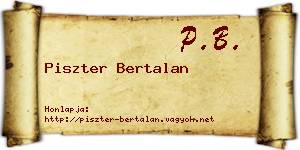 Piszter Bertalan névjegykártya